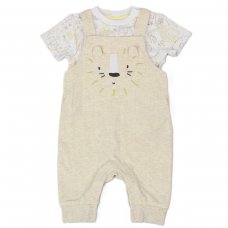 E13304:  Baby Boys Jungle Pointelle Dungaree & T-Shirt Outfit (0-6 Months)